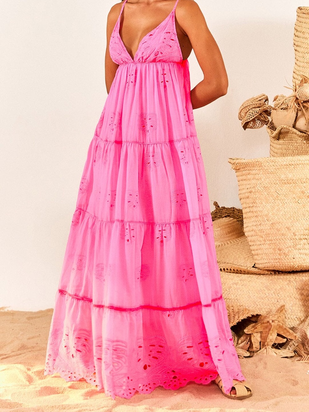 Farm Rio Neon Pink Maxi Dress